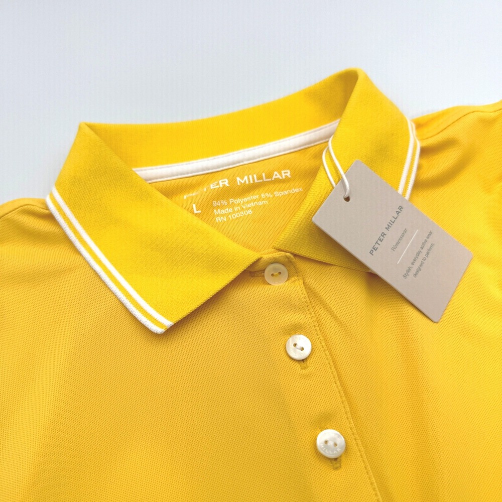 Peter Millar Womens Canterbury Sleeveless Golf Polo Yellow Lemon Drop Large NEW